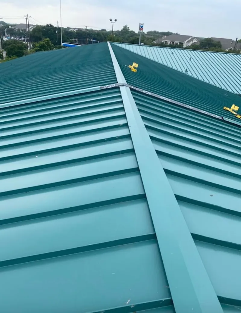 Green commercial metal roof ridge and valley for Metal Roof Repair in Glennville
