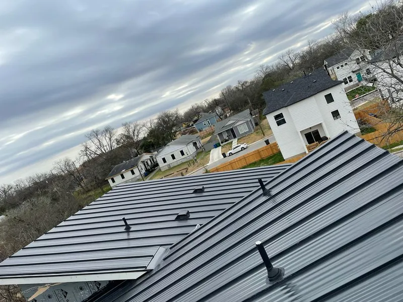 Standing seam metal roof panels with vents for Skylight Repair in Glennville